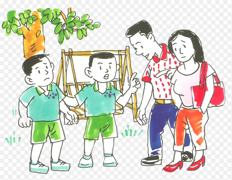 家庭和谐友好陪伴成长漫画