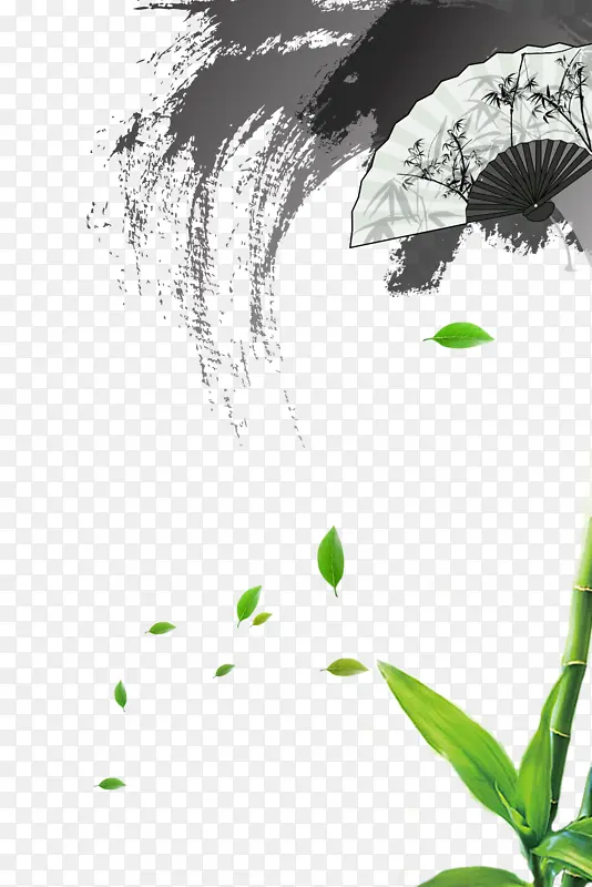 古风扇子笔刷竹子