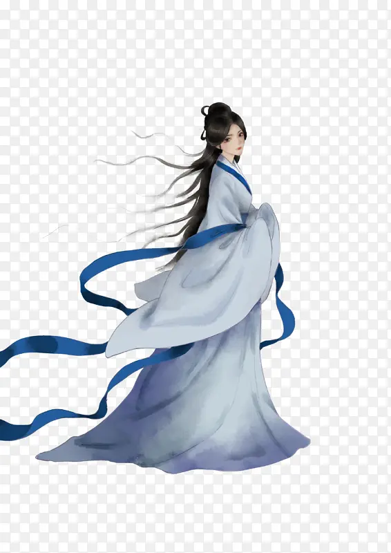 蓝色古风仙女