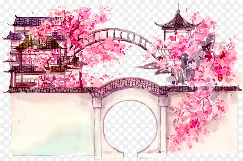 城门樱花古风