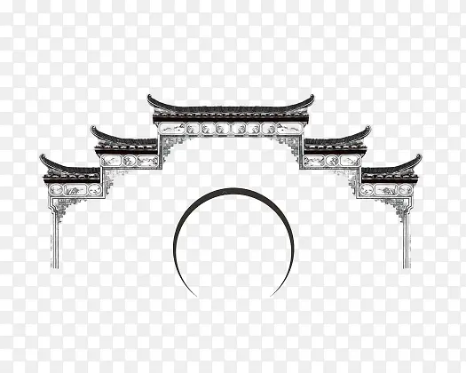 中国风水墨牌楼元素