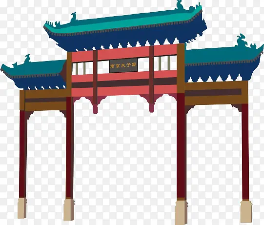 中国风牌楼免扣元素