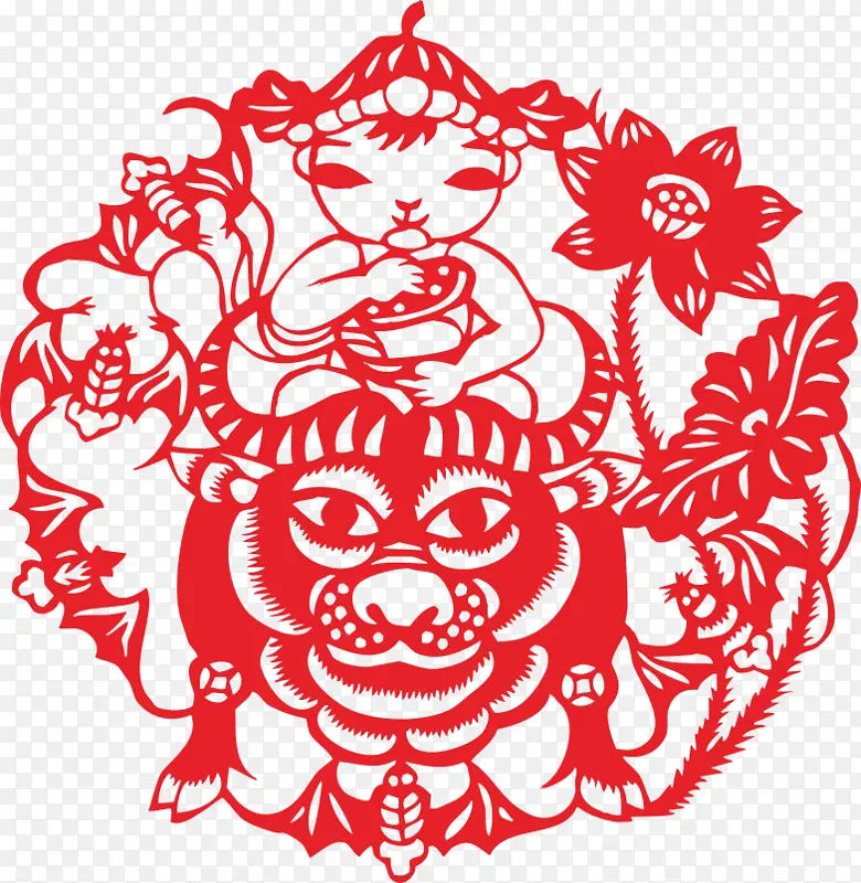 牛年剪纸素材