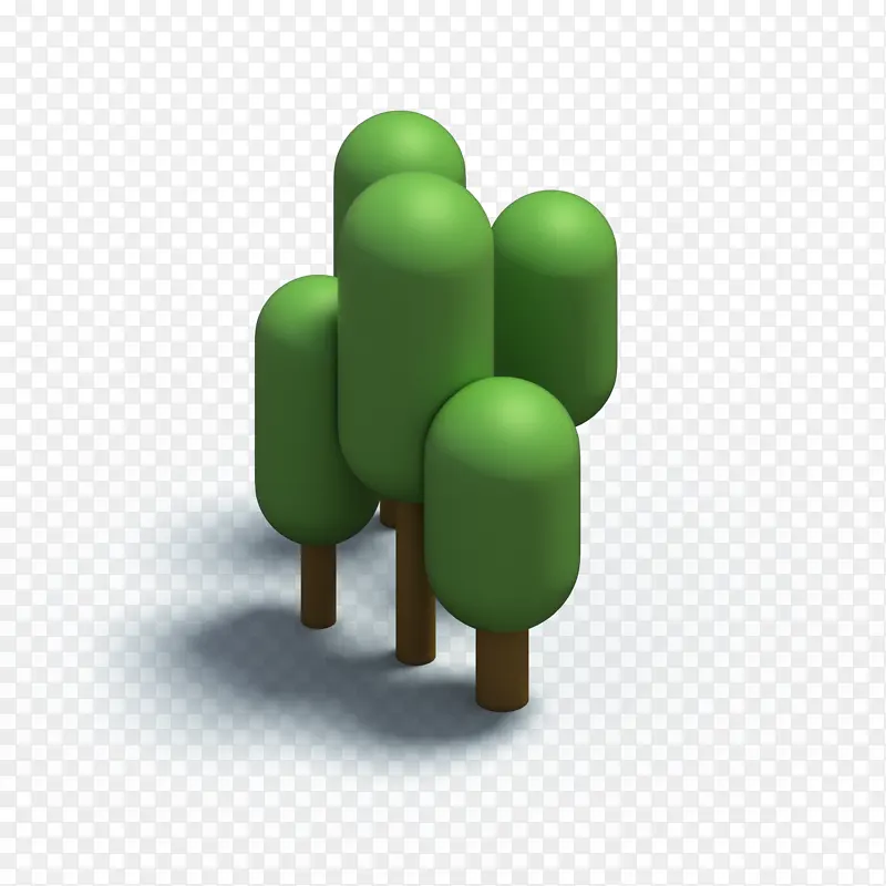 C4D树木植物五棵高树