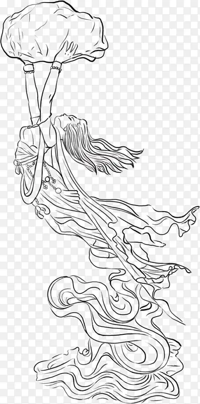 线描女娲补天