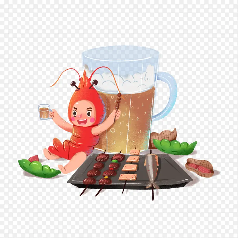 烧烤季龙虾啤酒撸串夜宵