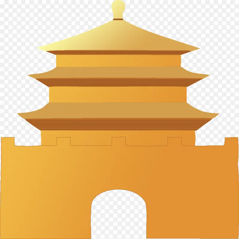 古城钟楼渐变矢量图