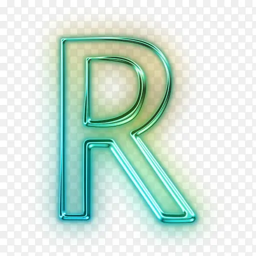黄绿荧光特效大写字母R