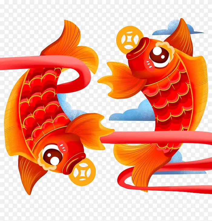 欢腾的红鲤鱼