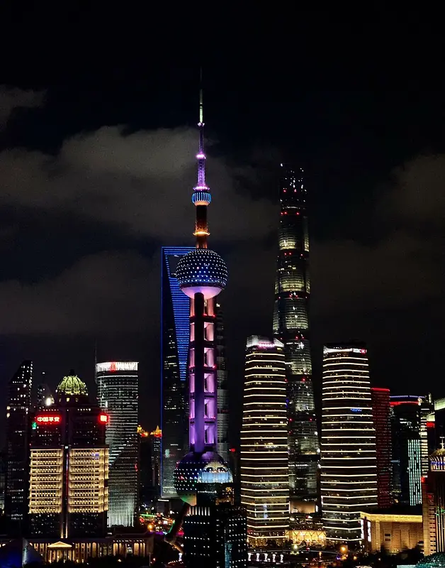 中国最美的夜景上海外滩东方明珠