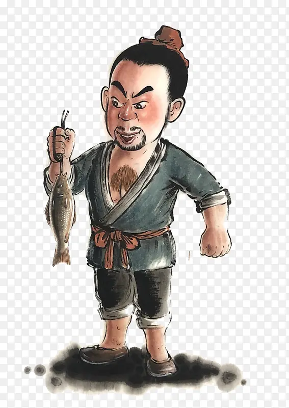 手绘卡通水浒英雄阮小二