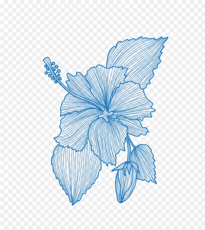 浅蓝色手绘花朵