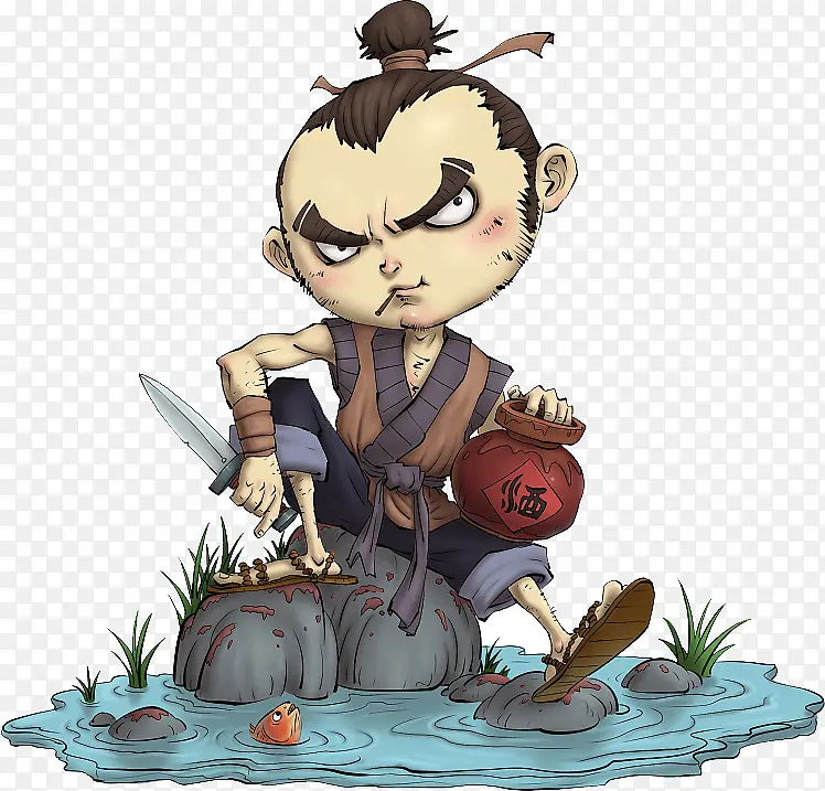 创意卡通水浒人物阮小七