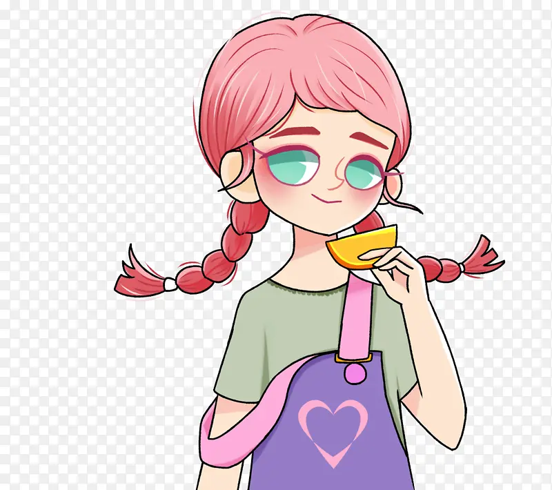 女孩 可爱 卡通 爱笑 背带衣服 双马尾