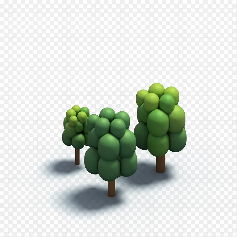 C4D树木三棵矮树
