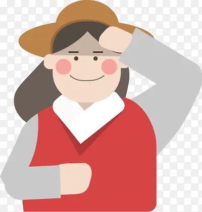 扁平化UI人物农民擦汗