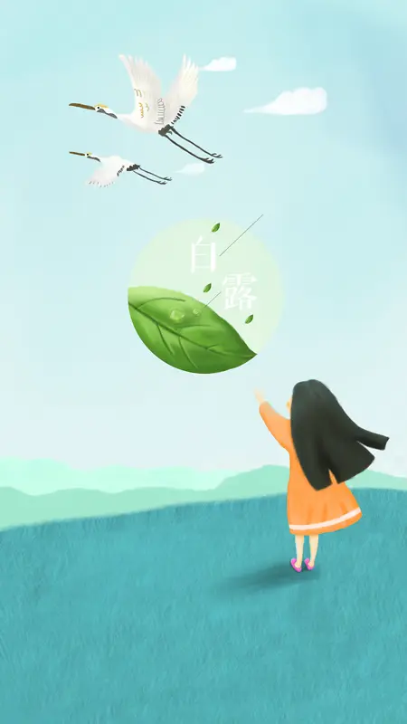 白露节气手绘