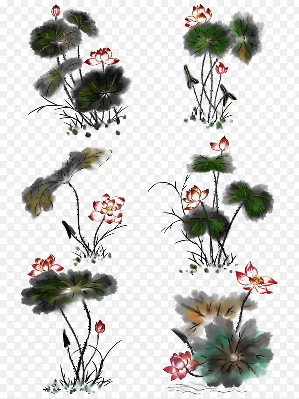 中国风水墨荷花素材