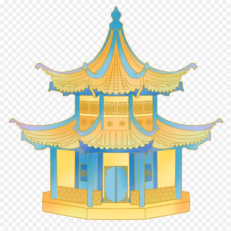 国潮风中国传统建筑亭子