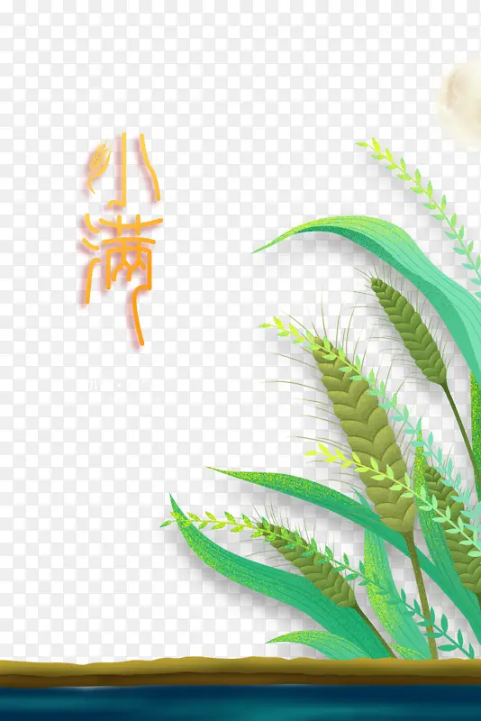 小满麦穗手绘创意元素