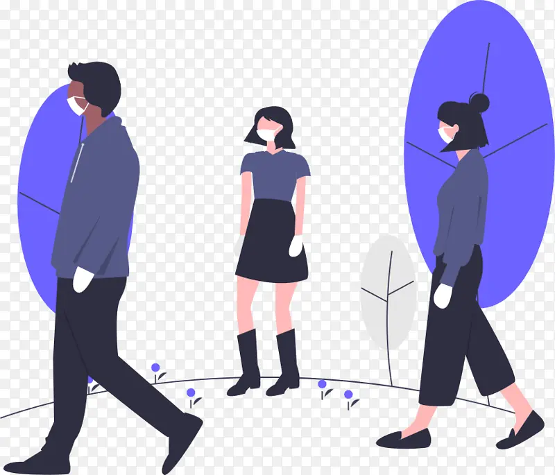 戴口罩插画，可编辑