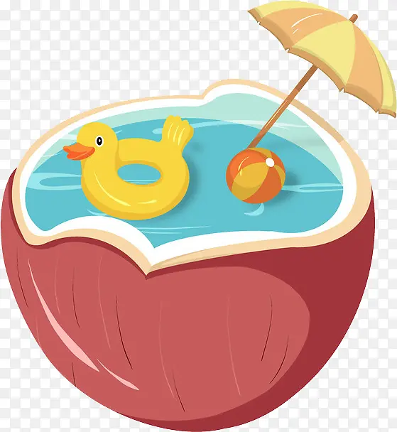 原创元素夏至椰子泳池