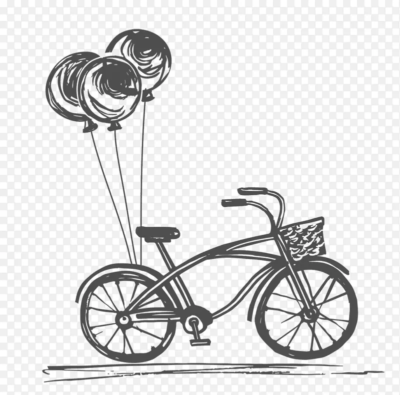 手绘自行车 免抠