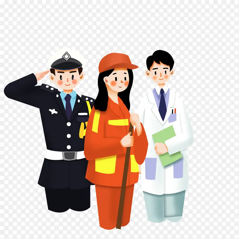 手绘公职人员元素