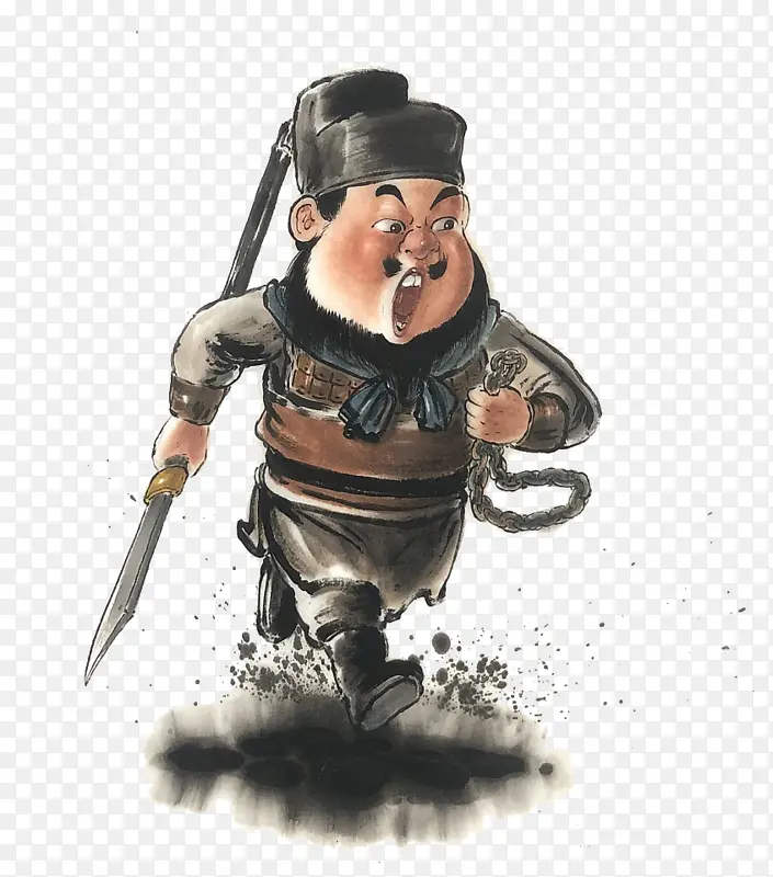 手绘卡通水浒英雄插翅虎