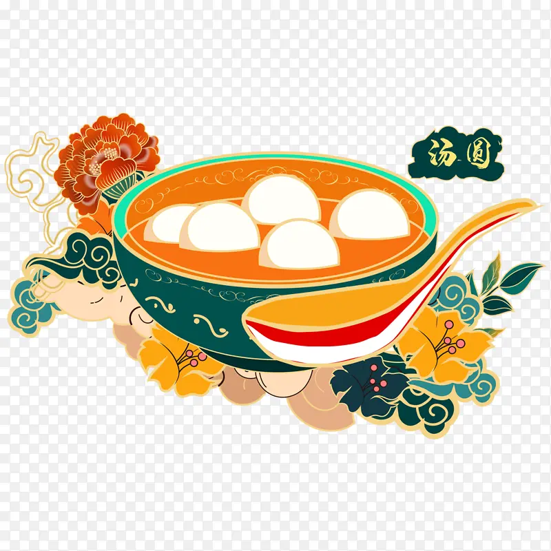 国潮风汤圆图案