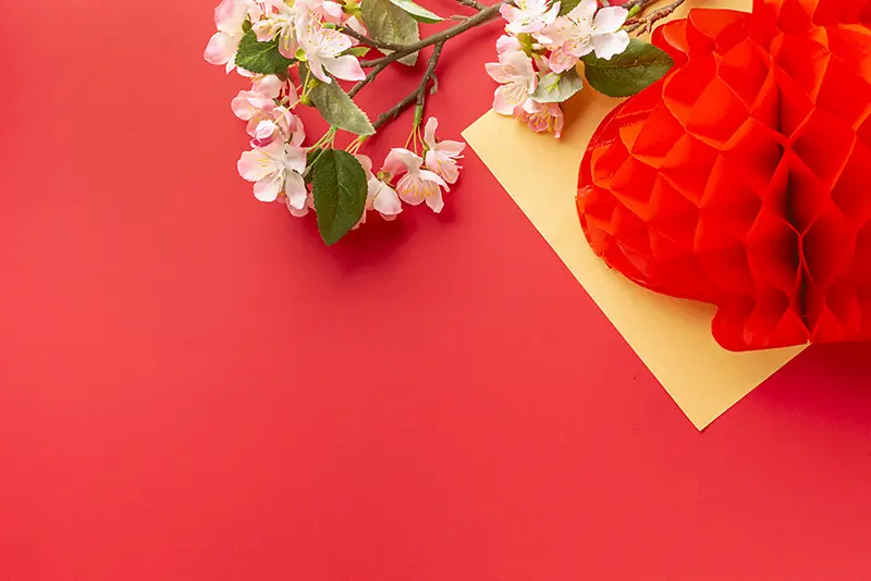 灯笼与樱花元宵节背景