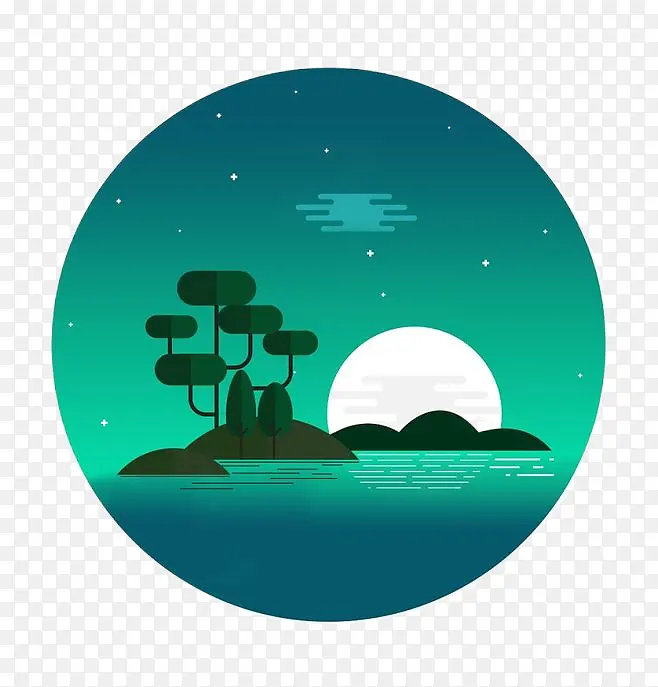 扁平星空唯美插画