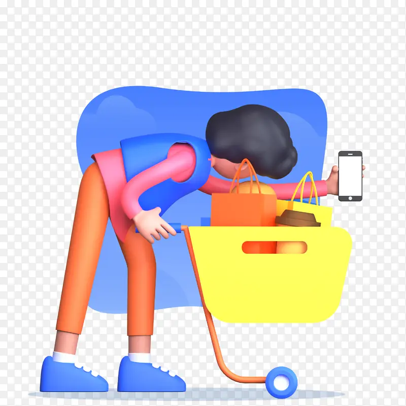 C4D购物车手机人物
