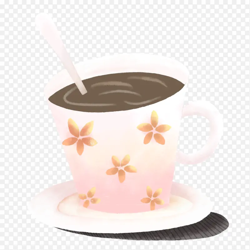 插画手绘清新风下午茶杯咖啡杯