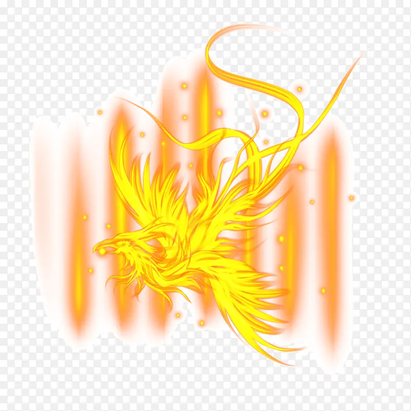 金色火焰凤凰飞翔插画