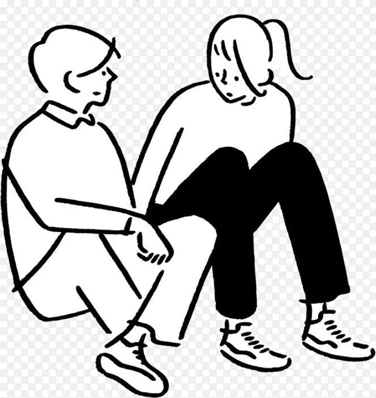 男女人物坐着交流