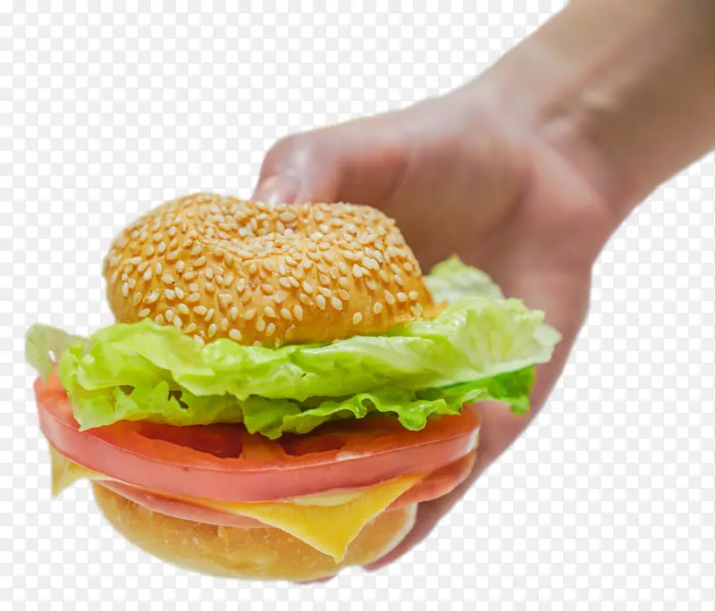 手拿汉堡美食汉堡
