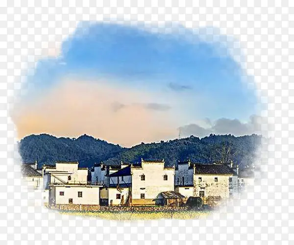 房屋天空风景画