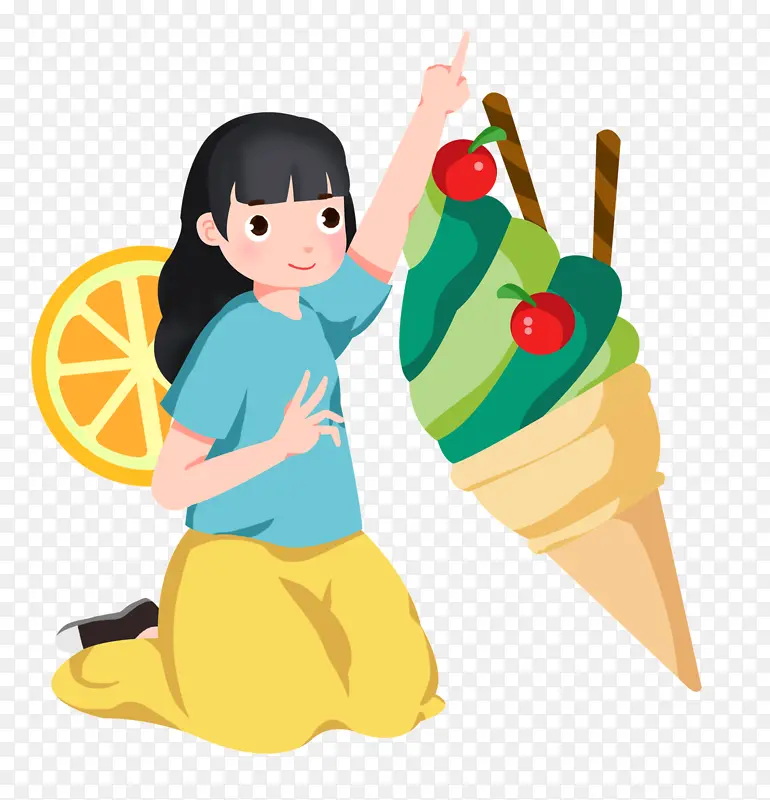 夏日夏至冰淇淋女孩