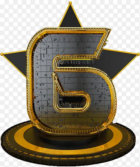 创意黑金3D数字6