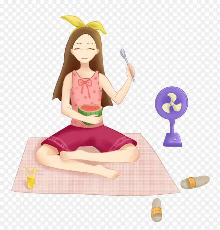 立夏，夏日，女孩，吃西瓜