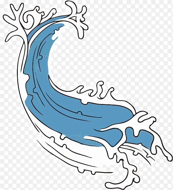 手绘海浪浪花