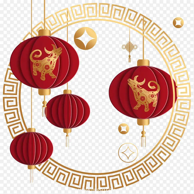 中国元素牛年灯笼