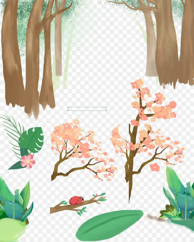 卡通春天元素植物