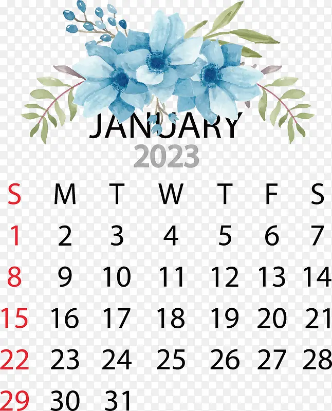 日历-2023年1月日历