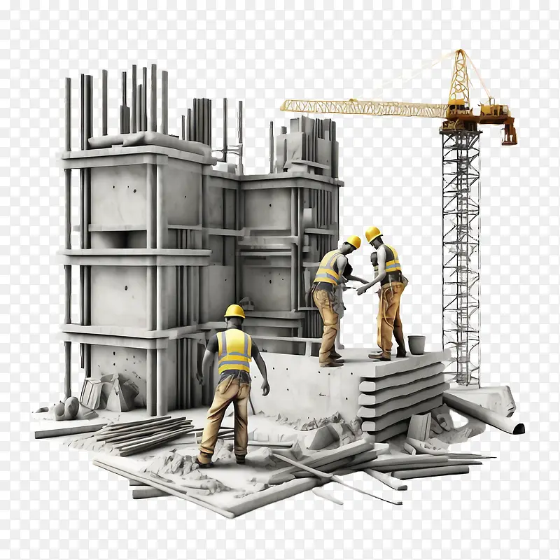 建筑工人正在建造建筑—劳动节