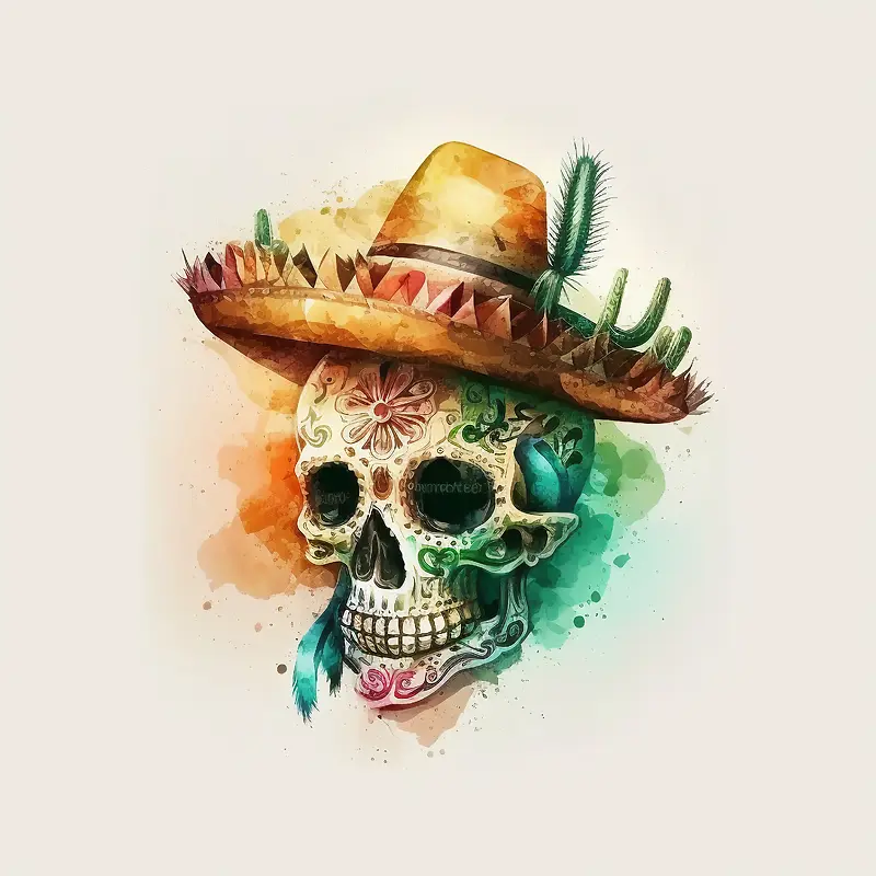 cincodeMayo-cincodeMayo水彩头骨复古头骨