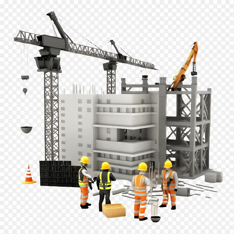 建筑工人正在建造建筑—劳动节