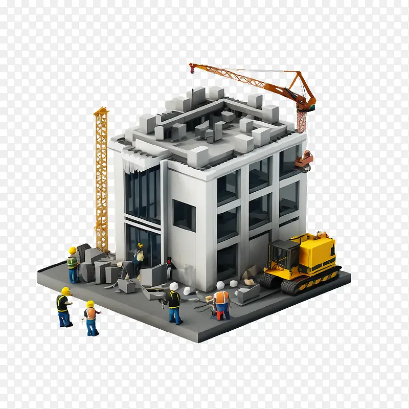 建筑工人正在建造建筑—劳动节