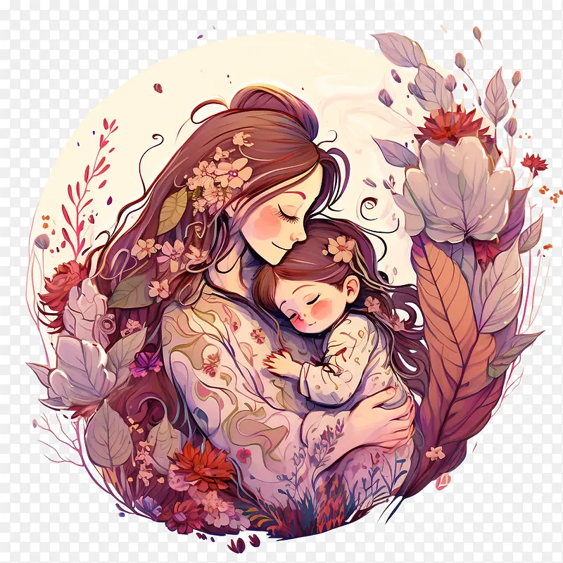 水彩母亲-母亲节